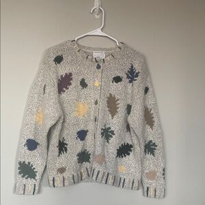 Christopher & Banks Embroidered Leaf Cardigan
